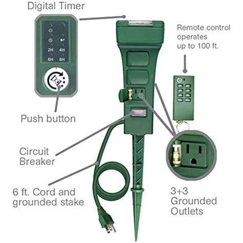 Outdoor Light Timer Remote Control, Christmas Switch Outlet, Automatic (Stake B | eBay