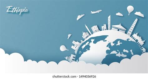 Ethiopia Landmarks On Earth Paper Cut Stock Vector (Royalty Free) 1494036926 | Shutterstock