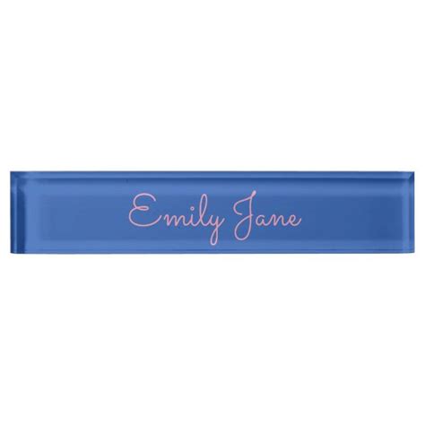 Personalized Simple Typography in Pink and Blue Desk Name Plate #retro #style #cute #script # ...