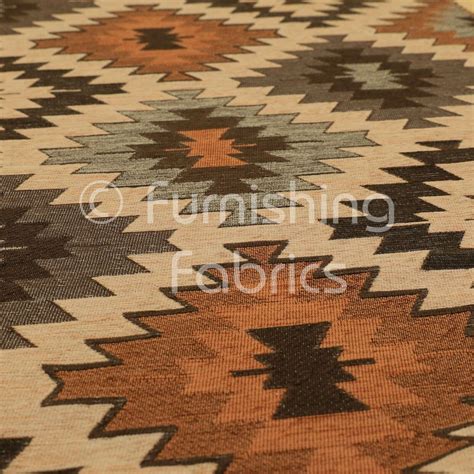 Traditional Kilim Aztec Inspired Pattern Orange Brown Colour Upholstery ...