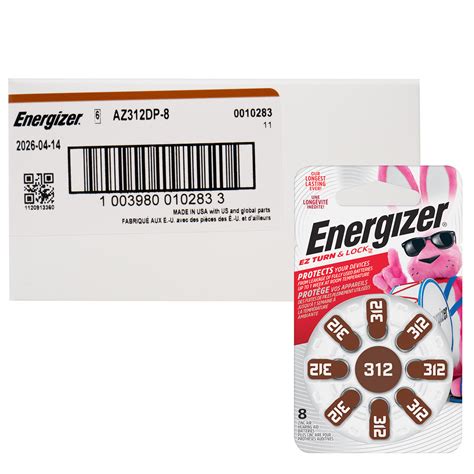 Size 312 Energizer (AZ312) Hearing Aid Batteries (48 pcs - 1 Box)