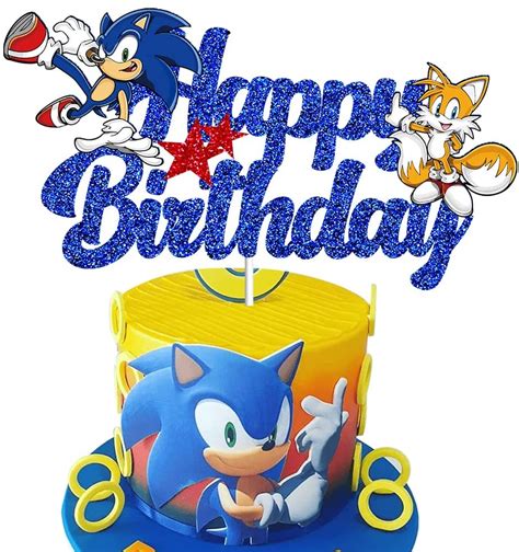 Blue Hedgehog Happy Birthday Cake Topper, Sonic Birthday Party Cake ...