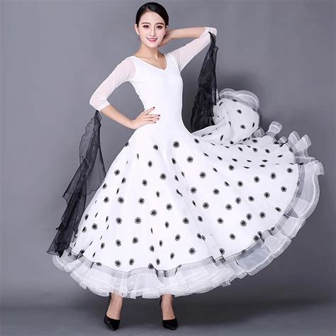 white standard dance dresses viennese waltz dress ballroom dance competition dresses Foxtrot ...