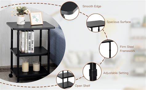 3-tier Adjustable Printer Stand with 360-Degree Swivel Casters - Costway