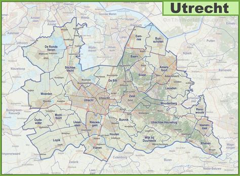 Map of Utrecht province with cities and towns - Ontheworldmap.com