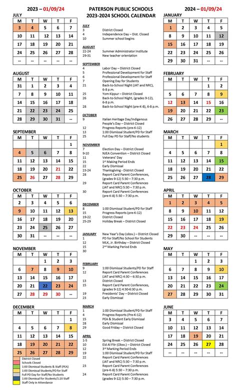 Paterson Public Schools / Calendar