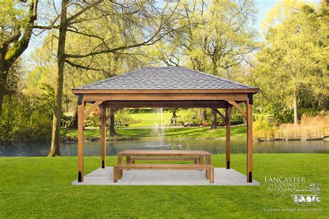 Solid Wood Pavilions | Lakefront Amish Built Wooden Pavilion