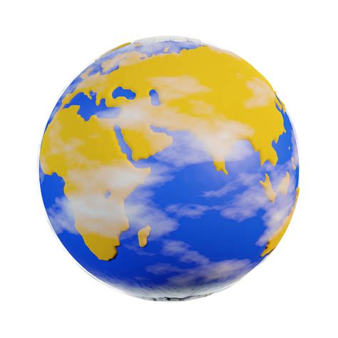 Planet earth. Cartoon 3d earth. In second preview texture for clouds. 8507063 PNG