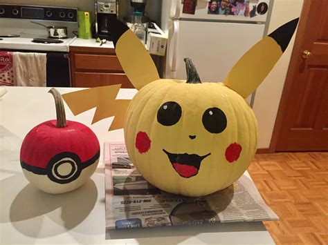 Pikachu and Pokéball pumpkin decorating 2016 | Pumpkin decorating ...