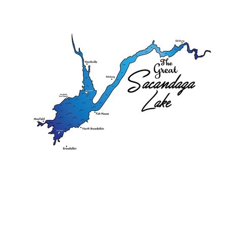 The Great Sacandaga Lake Map Digital Art by Sean Conti - Fine Art America