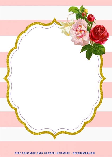 (FREE Printable) – Pink Flowers Baby Girl Shower Invitation Templates | FREE Printable Baby ...