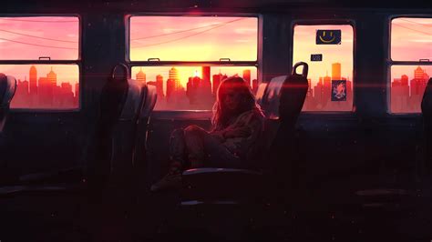 Anime Girl & Boy on Train while sunset Live Wallpaper - Live Wallpaper