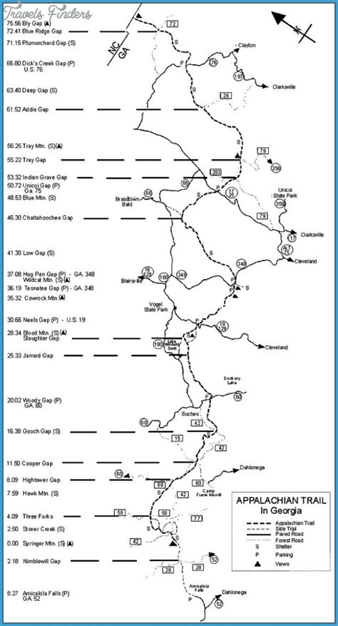 North Georgia Hiking Trails Map - TravelsFinders.Com