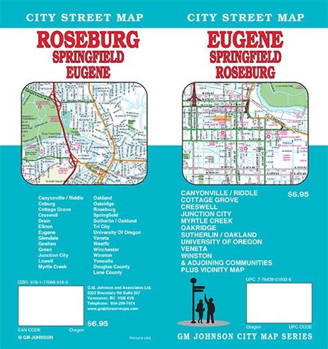 Eugene / Springfield / Roseburg, Oregon Street Map - GM Johnson Maps