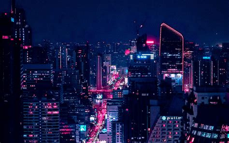 Download wallpaper 3840x2400 night city, city lights, aerial view, buildings, architecture ...