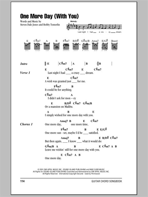 One More Day (With You) by Diamond Rio Sheet Music for Guitar Chords ...