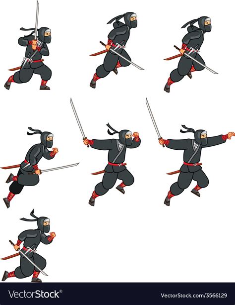 Ninja jumping game sprite Royalty Free Vector Image