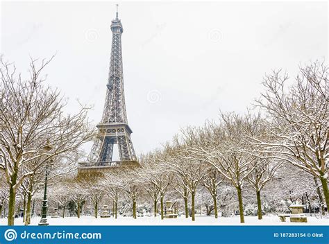 The Eiffel Tower on a Snowy Day in Paris, France Stock Photo - Image of ...