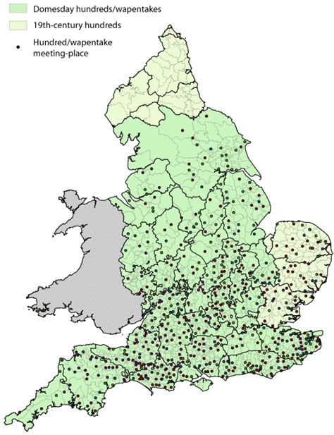 Map of England showing the arrangement of Domesday hundreds and... | Download Scientific Diagram