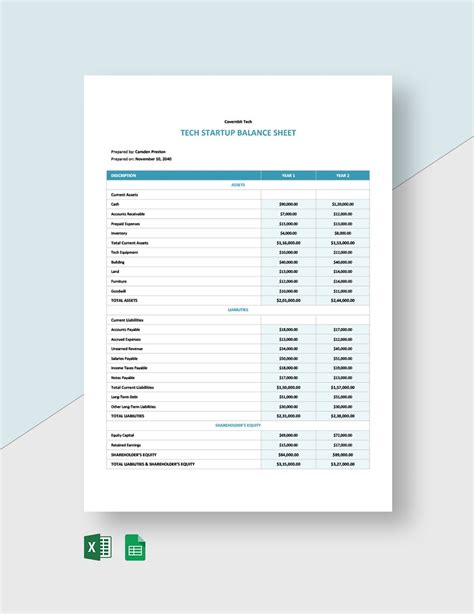 Simple Balance Sheet Template in Numbers, MS Word, Pages, GDocsLink ...