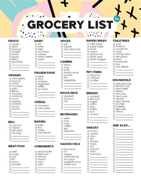 Printable Grocery List - Today's Mama