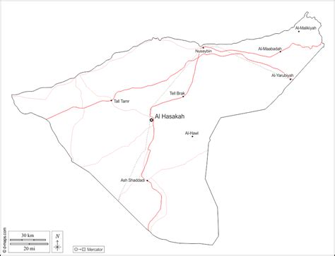 Al-Hasakah free map, free blank map, free outline map, free base map ...