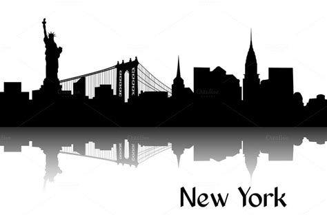New York City Silhouette | City skyline silhouette, New york skyline ...
