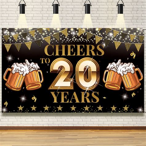 Buy Cheers to 20 Years Backdrop Banner for 20 Year Class Reunion ...