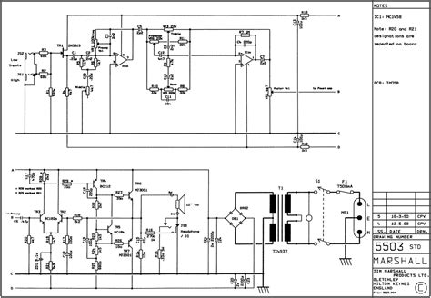 Free Audio Service Manuals - Free download Marshall 5503 JCM800 Bass 30W Schematic