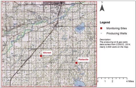 Map of oil and gas producing wells and two monitoring wells in the... | Download Scientific Diagram