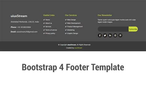 Bootstrap 4 Footer Template Design Free Download