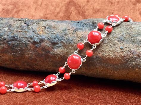 Red Coral Bracelet Handmade Italian Red Coral Silver For Sale at 1stdibs