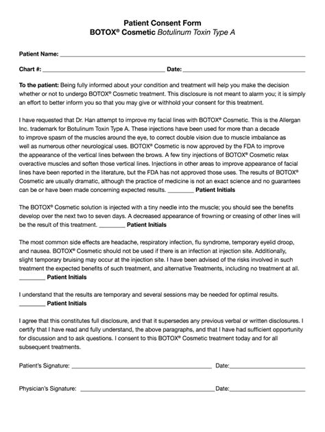 Printable Botox Consent Form - Printable Forms Free Online