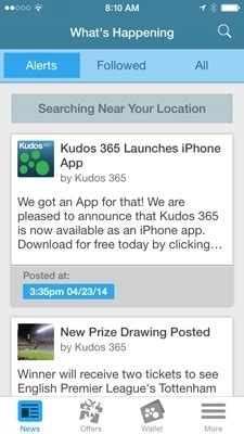 KUDOS 365 iPhone App, created for Kudos 365