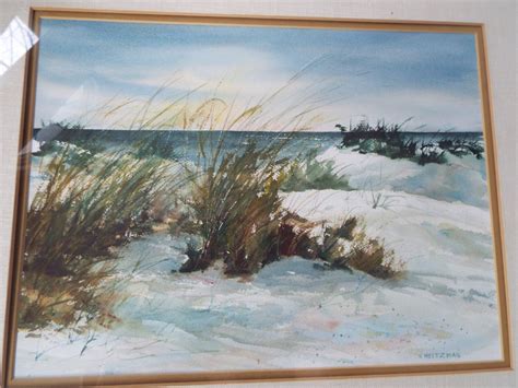 framed original watercolor of the sand Dunes by V. Heitzman