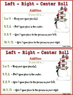 Free Left Right Center Christmas Math Game. Great for the classroom or ...