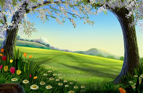 Animation Scene Forest Green Background Material, Anime, Scene, Green Background Image for Free ...