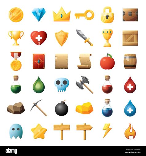 Game UI assets set. Gaming user interface icons collection. vector ...