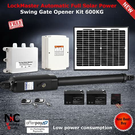 LockMaster Automatic Full Solar Power Swing Gate Opener Kit 600KG - Nice n Cheap Variety Store