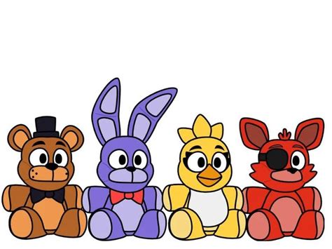 five different colored stuffed animals sitting next to each other