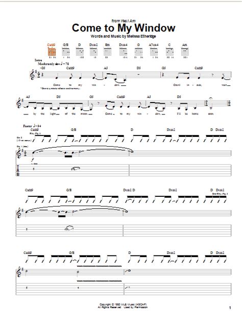 Come To My Window by Melissa Etheridge - Guitar Tab - Guitar Instructor