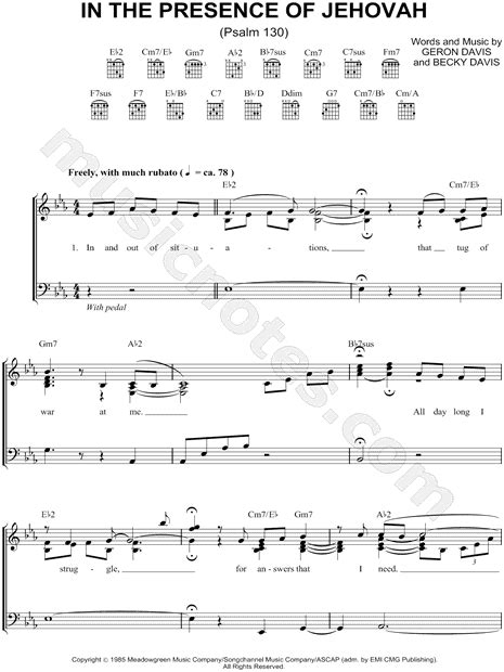 The Martins "In the Presence of Jehovah" Sheet Music (Easy Piano) in Eb Major (transposable ...