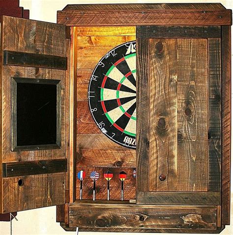 Dartboard Cabinet with Doors - LED Lights - Laser line - Wi-Fi App ON ...