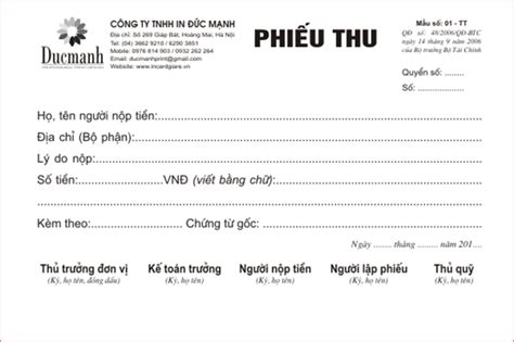 Top 10 mẫu phiếu thu tiền nhà trọ mới nhất