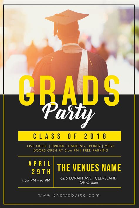 Grad party invitation flyer poster template. | Graduation party flyer, Graduation poster, Party ...