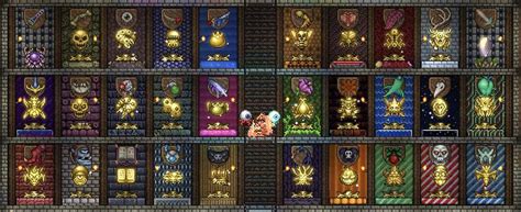 After a LOT of grinding, my trophy room is finished : r/Terraria