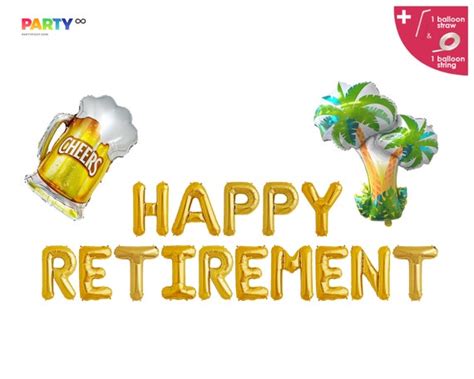 Happy Retirement Banner | Tropical Theme Happy Retirement Balloons ...