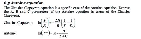 Solved: Antoine Equation The Clausius Clapeyron Equation I... | Chegg.com