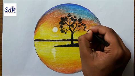 Easy Drawing Scenery In Circle Goimages Base - vrogue.co