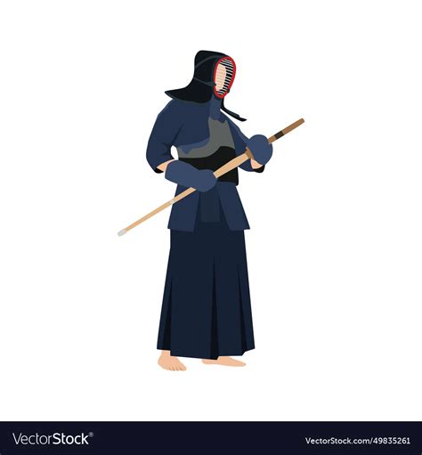 Kendo fighter with protective clothing and mask Vector Image